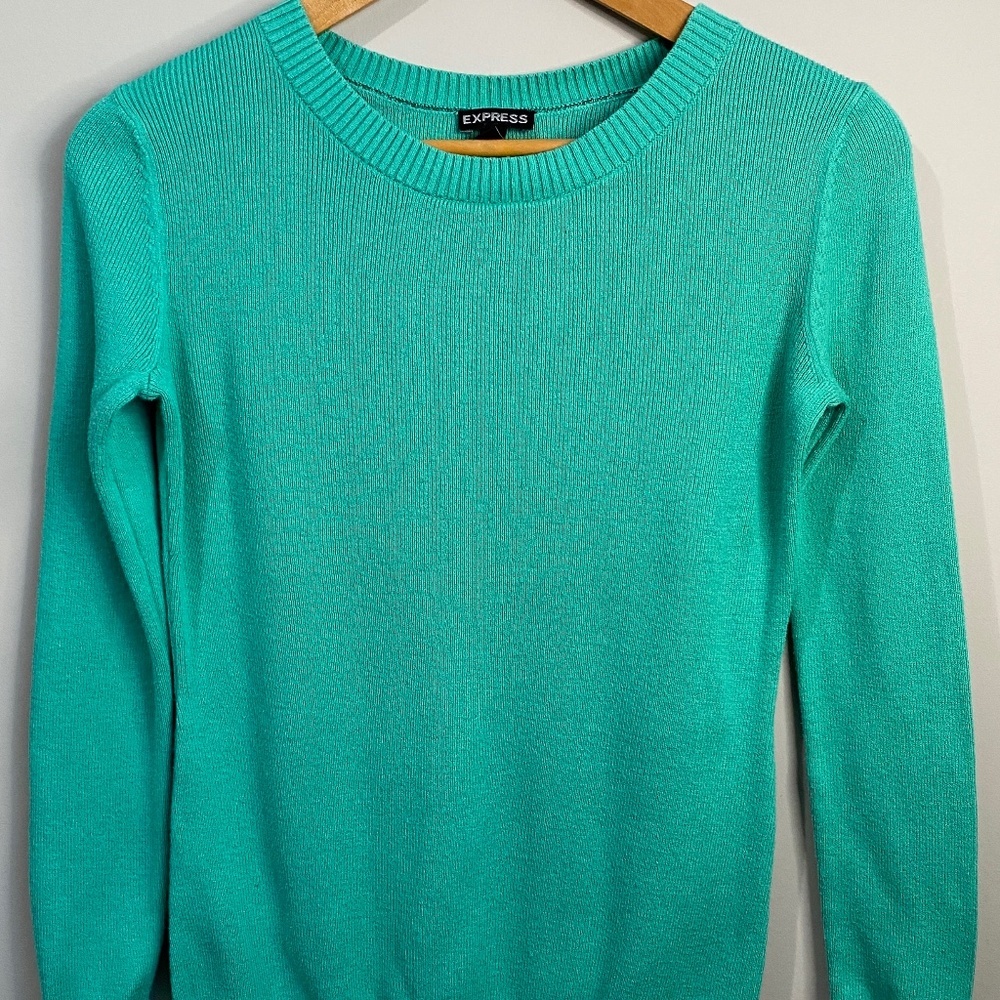 Express Women's Scoop Crewneck Sweater in Teal